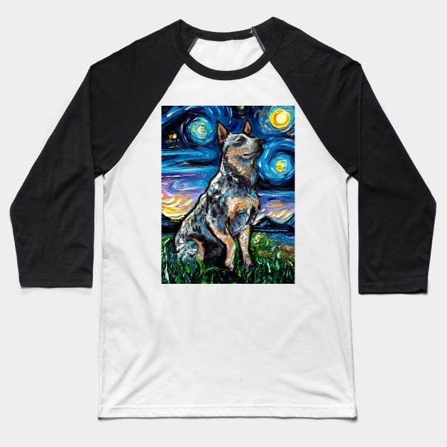 Blue Heeler Night Baseball T-Shirt by sagittariusgallery